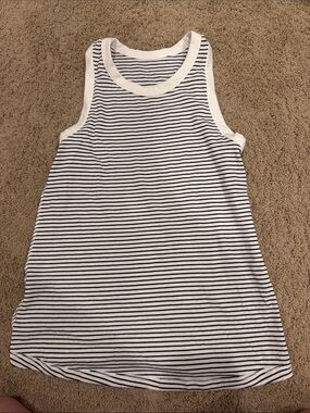 White & Black Striped Sleeveless Dress